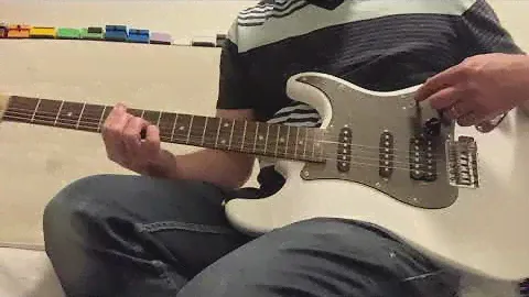 2104 Squier Stratocaster HSS Affinity Series White w Black Gold Sparkle Pickguard Crafted in China